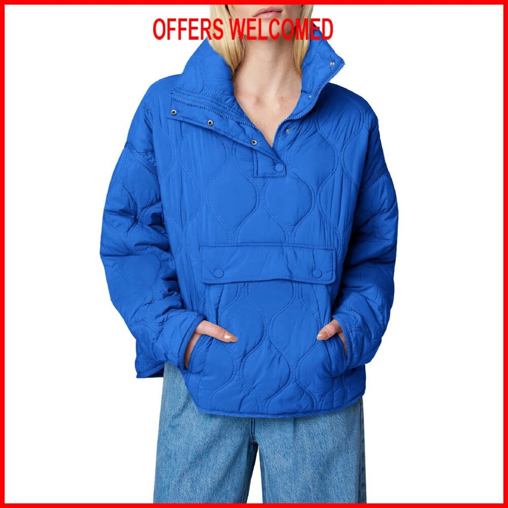 Lightweight Puffer Jacket Half Zip Pullover Quilt… - image 1